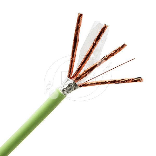 Double Shielded Green Cat6a Lan Cable OFC 23AWG Conductor 305m Per Roll