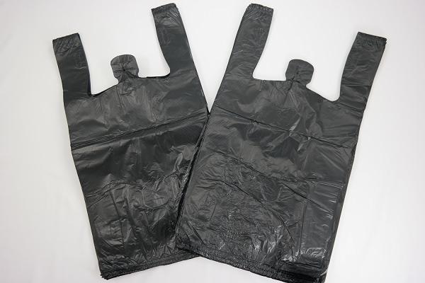 Plastic Bag-Black Plain Embossed T Shirt Bag 11.5"x6.5"x21.5" 13 mic - 100 bags