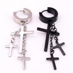 Punk Stainless Steel Stud Earring Men Cross Earring Fashion Tassels Crosses Body