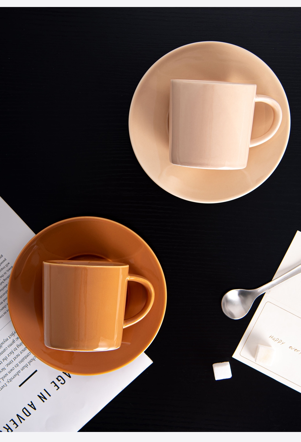 Business Gifts Small Pottery Coffee Mugs With Spoon And Gift Box In Classic Nordic Design