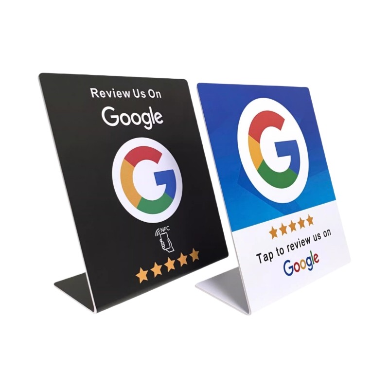 Custom NFC Stand Social Media Review NFC PVC Google Review Card Menu Display Stand