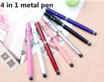 4IN 1 LED Light metal pen ,Touch srceen phone metal pen ，laser light pen, metal