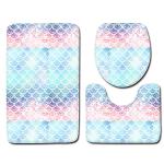 Fish Scale Bathroom Toilet Mat Set Non Slip 3 Piece Bath Mat