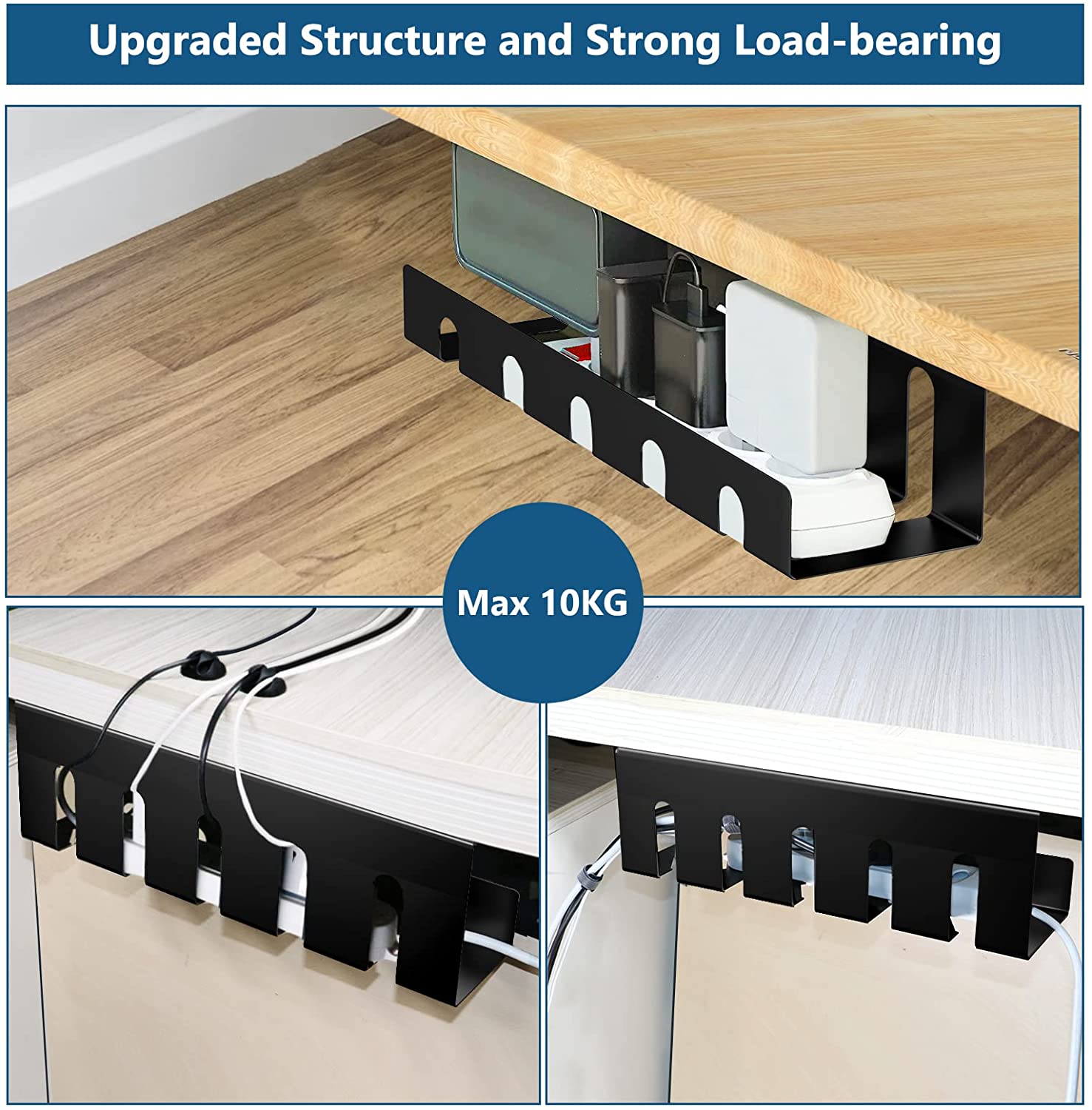 Single Tier Cable Organizer Tray for Functional Cable Management on Home Office Desk