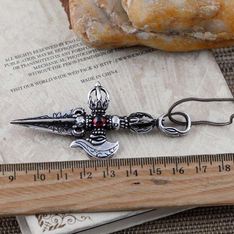 Men's Jewelry Vintage Sword 925 Silver Amulet Pendant Necklace (N046031W)