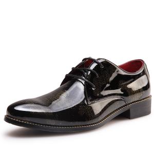 Quality Business Patent Leather Mens Shoes , Brown Mens Dress Shoes With Golden Pattern wholesale