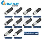 Waterproof IP66 to 68 M5 A code 4 Pins Male Cable Assembly Connector