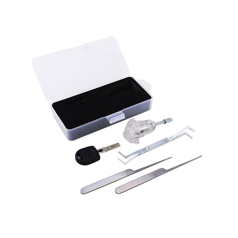 VW HU66 Car Transparent Practice Lock Core + 3 Lock Picking Tools