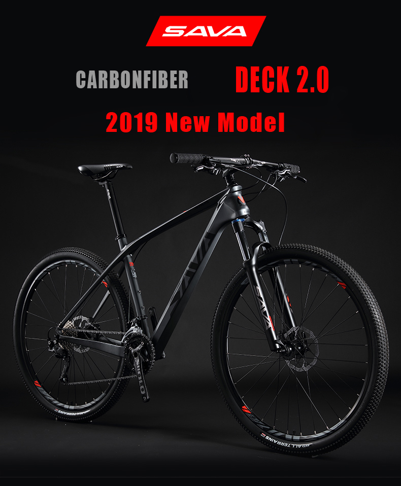 Black Red SHIMANO DEORE Mountain Bike , 27 Speed DECK2.0 Sava Carbon Mtb