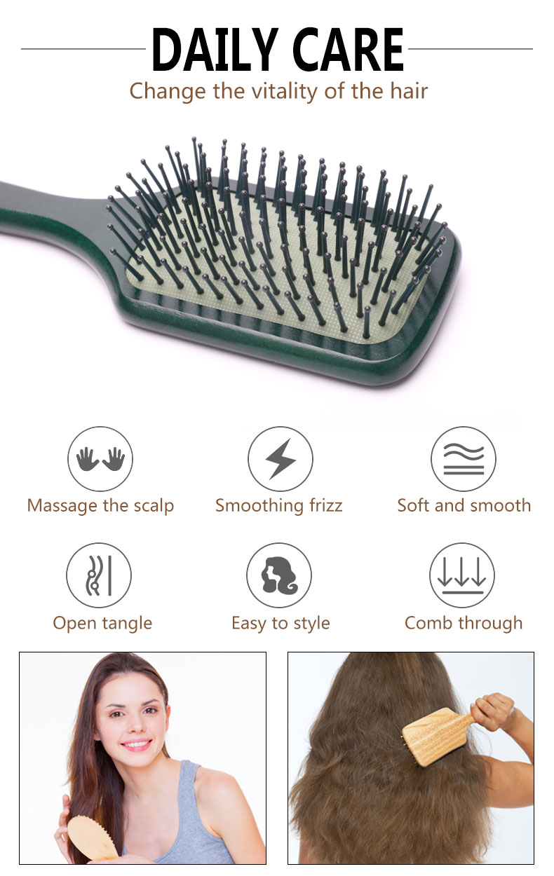 Anti Static Air Cushion Makeup Wooden Hair Brush Airbag Hair Comb For Detangle