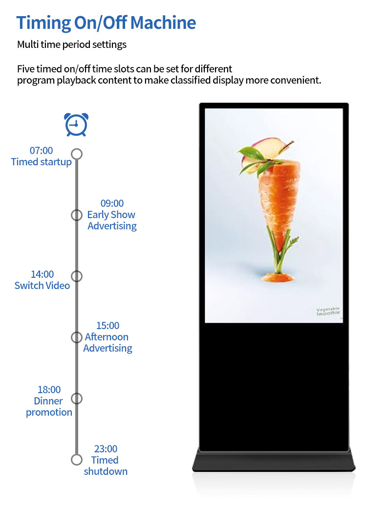 75" Floor Standing LCD Advertising Player HDMI VGA USB Inputs