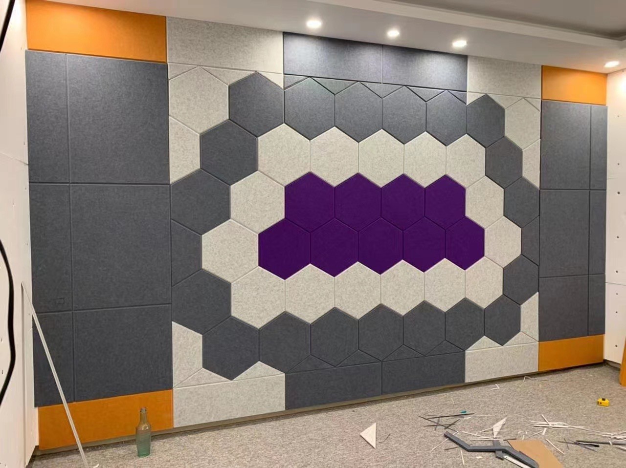 Hexagon Polyester Fiber Customized Acoustic Panels Sound Absorbing Felt Panels