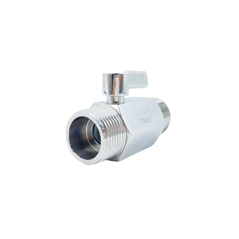 304 Material Double Male Thread Mini Ball Valve with Stainless Steel Handle
