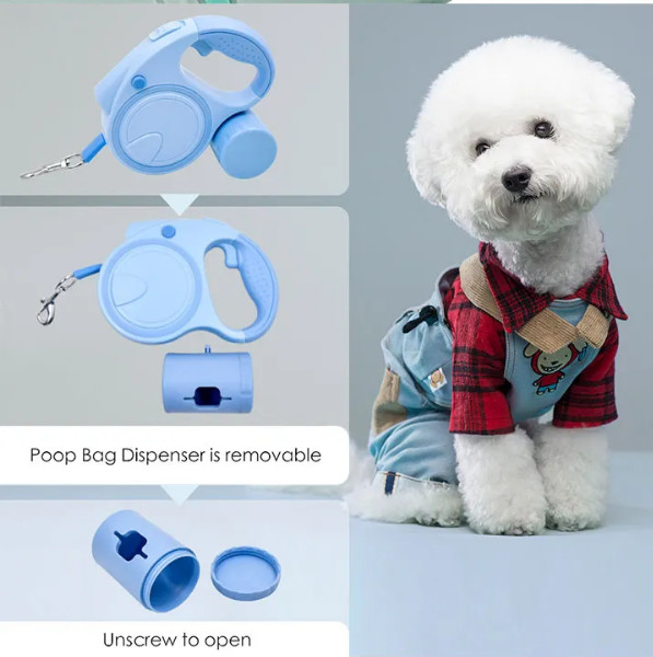 3 In 1 LED Dog Leash Nylon Traction Rope Retractable Dog Lead