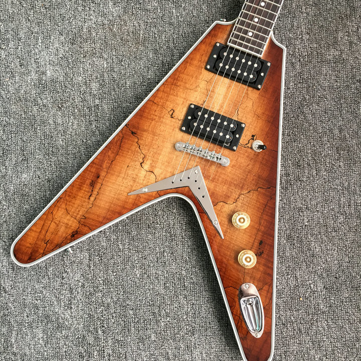 Emerald natural Flying V Electric Guitar China OEM Custom Body flying v guitar& Kits