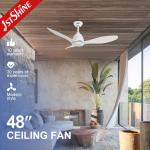 Energy Saving Remote Control Ceiling Fan with 3 Plastic Blades in White