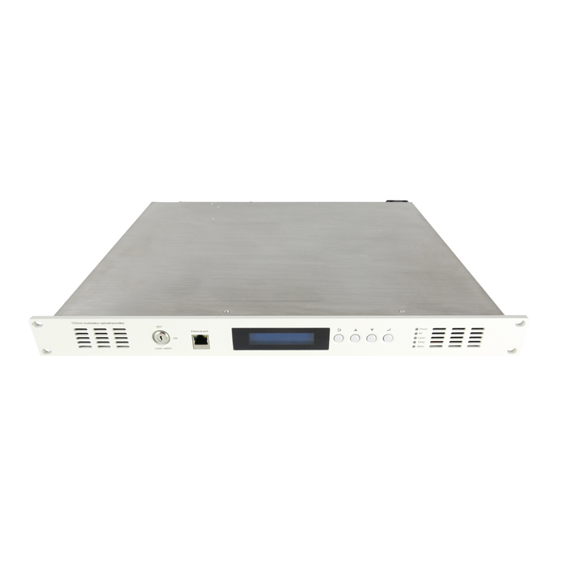 The best quality catv iptv transmitter 1U dual optical port SC/APC 5dbm power 50KM modulator internal transmitter
