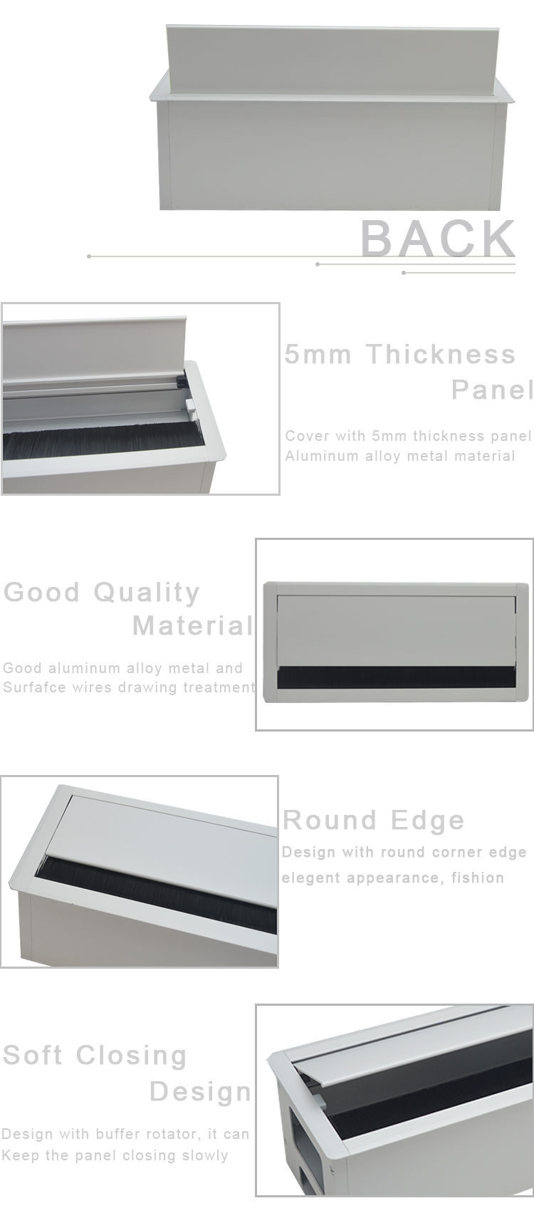 Conference office room used aluminum table brush desk grommet box