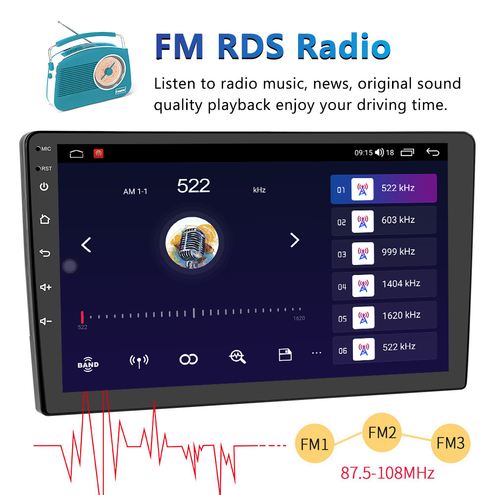 Universal 2Din Car Radio with Wireless Android Auto/CarPlay and Rear-View Backup Camera