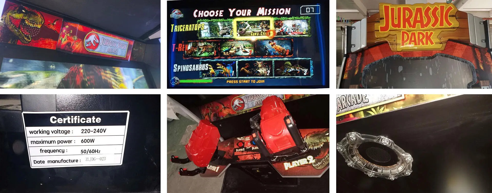 Coin Operated Video Arcade Game Machine Shooting Gun Jurassic Park Games With Dynamic Platform