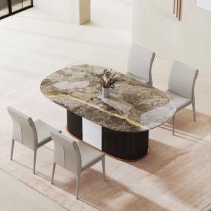 Quality Rectangle Luxury Artificial Marble Top Metal Luxury Dining Table wholesale