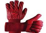Red Heat Resistant Work Gloves , Aramid Fiber Material Bbq Grill Gloves