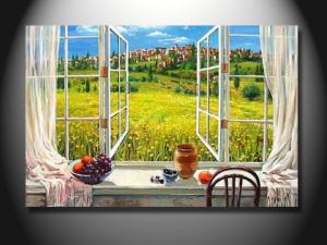 Quality Eco - Friendly Fashion Window Scenery Handmade Oil Painting mcfj1010 wholesale