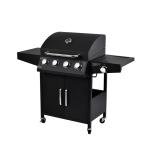 Powder Coated Gas BBQ Grill with Cabinets Wheels 4 Burner 1 Side Burner