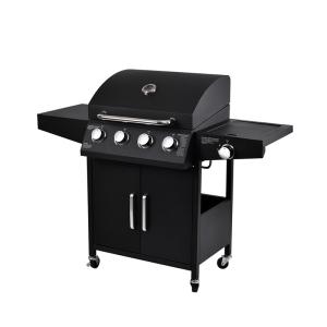 Quality Powder Coated Gas BBQ Grill with Cabinets Wheels 4 Burner 1 Side Burner Stainless Steel Gas Barbeque wholesale