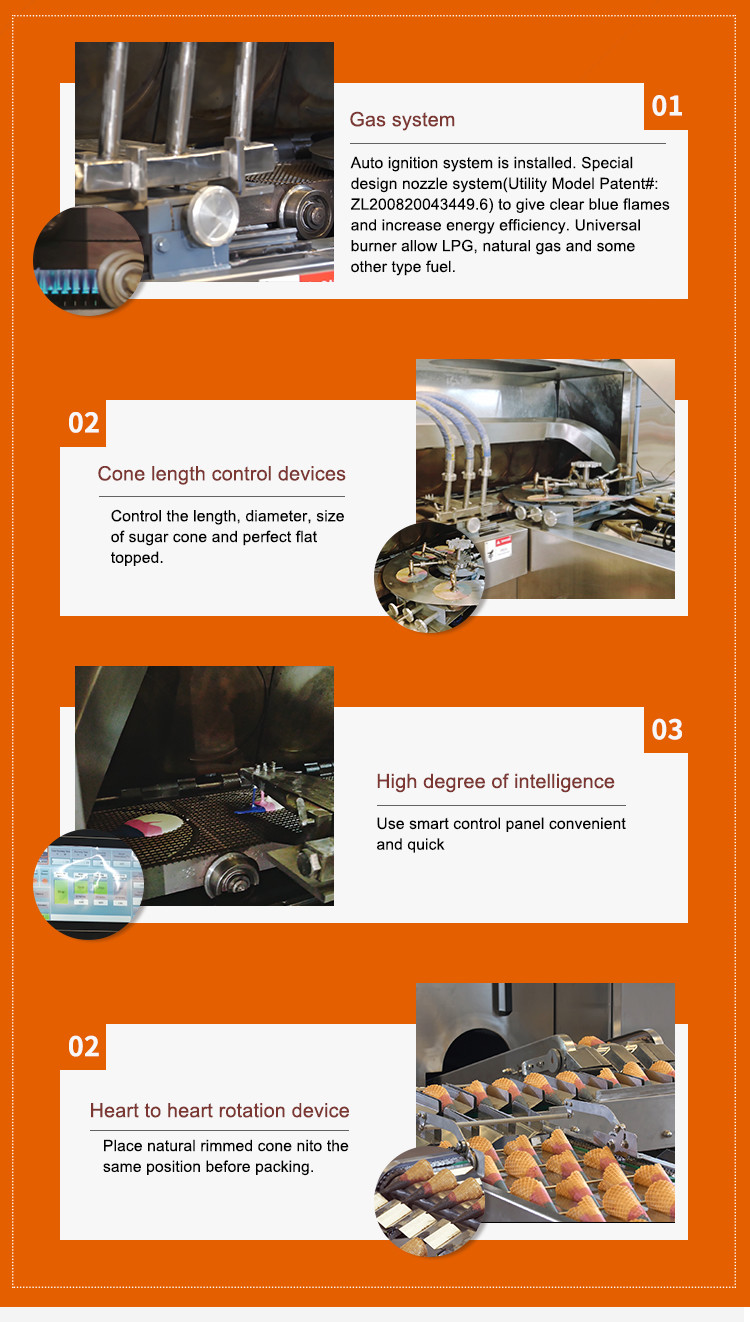 Automatic Sugar Cone Production Line , 63 Pieces Of 260*240 Cast Iron Baking Template Multifunctional.