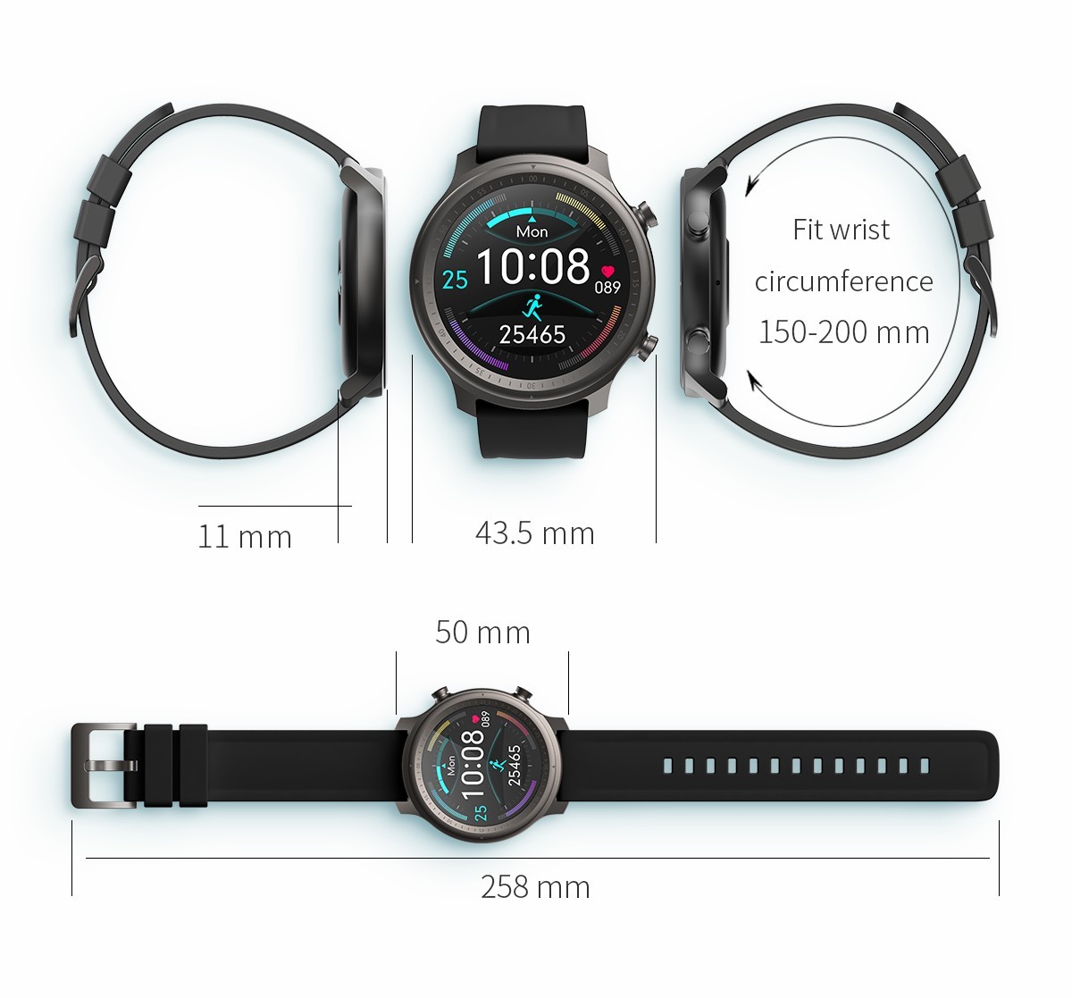 240''240 Round Face Smartwatches IP67 Fastrack Smart Band For Mens
