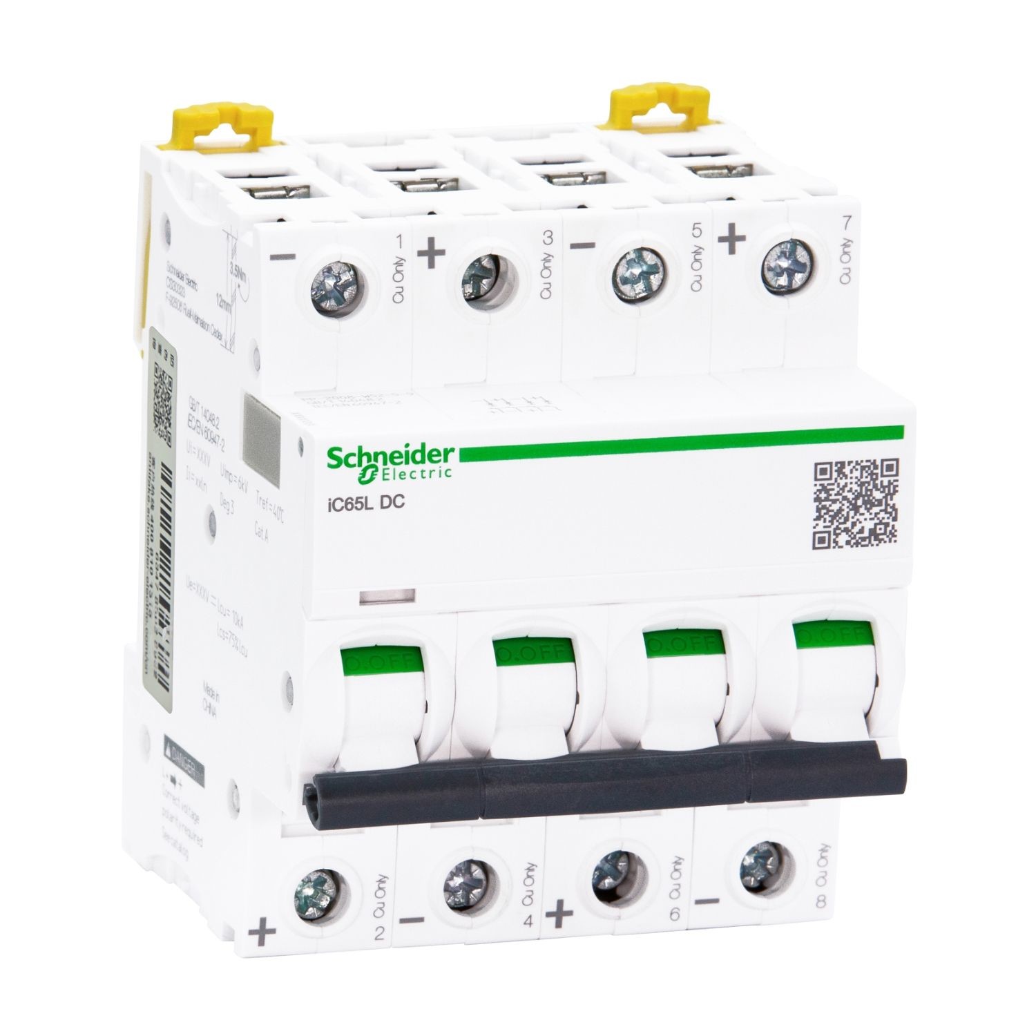 Schneider contactor Acti9 iC65 series DC MCB C Cure 20ka iC65L DC 1P 2P 3P 4P 1A 2A 3A 4A 6A 8