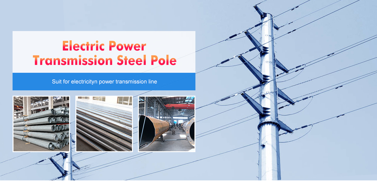 Polygn Steel Electric Pole Galvanized Transmisson Steel Pole