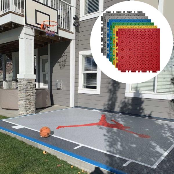 Outdoor Interlocking Pp Pvc Vinyl Sports Half Court Flooring Tile For Basketball