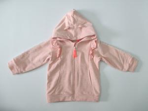 Quality French Terry Hooded Autumn Melange Pink Baby Jacket Long Sleeve wholesale