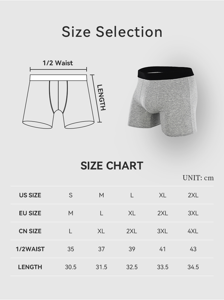 Custom Logo Cotton Men Underwear Plus Size Breathable Boxer Briefs
