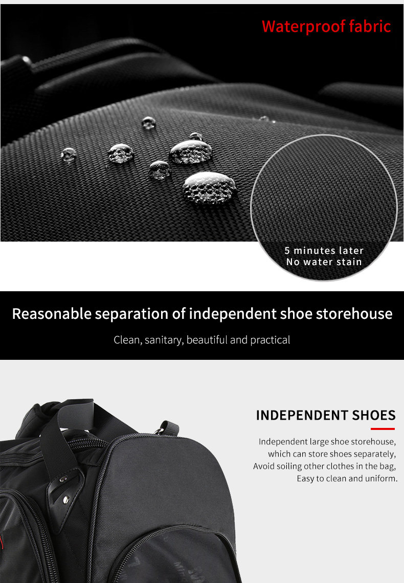 Multipurpose Large Capacity Travel Duffle Bag Rainproof For Men