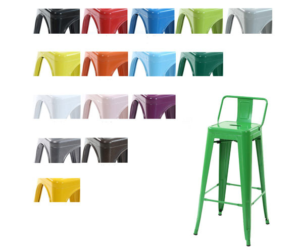 Colorful Retro Metal Cafe High Bar Stools For Restaurant Bar Dining