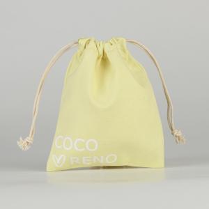 Quality Lemon Color Eco Friendly Organic Muslin Cotton Pouch Promotional Small Drawstring Bag wholesale