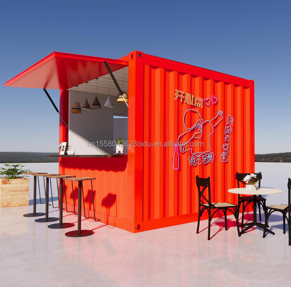 Supermarket Made of Galvanized Steel Square Tubes Main Structure for 20ft or 40ft Mobile Prefabricated Foldable House