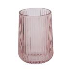 Pink Glass Bathroom Sets Pumpkin Shape Vertical Stripe Glass Lotion Dispenser