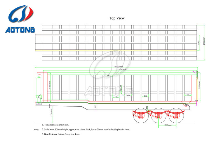 Truck Trailer 40 Cubic Meter Dump Tipper Semi Trailer with JOST or Yahua Landing Gear