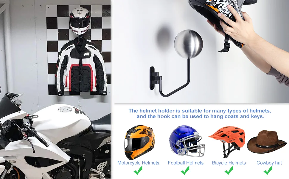 Effortless Operation 180 Degree Rotation Hanger for Bike Helmet Accessories and Coats