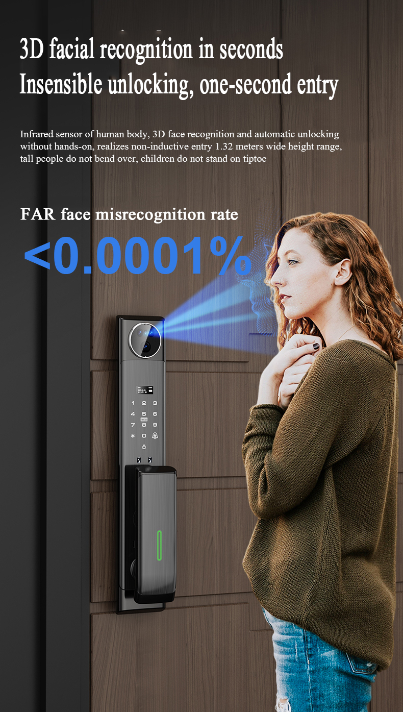 Standard Mortise Video Intercom Door Lock Grey Automatic Door Locks For Houses