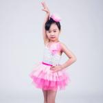 Two Tones Tiers Skirt Silver Sequins Bodice Dress Dance Clothes for Kids