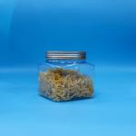 Food Grade Candy Food Snack PET Transparent Square Plastic Grip Jar Aluminium