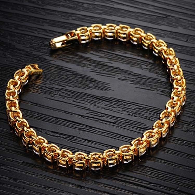 Gold Plated Cubic Zironia Tennis Bracelet Charm Women Wedding Jewelry(JKS408-Y)