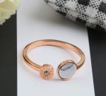 316L Steel 18k Real Gold Shell Opening Ring Jewelry Roman Number Diamond Finger