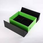 double door black and green pu leather cardboard luxury gift box with customized