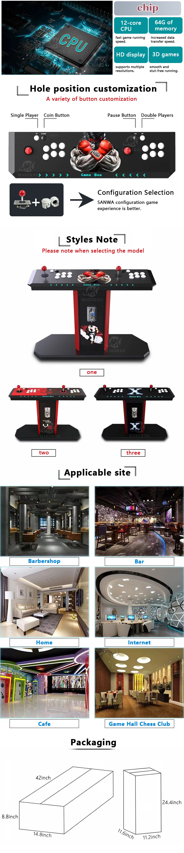19 Inch Portable Arcade Games Cabinet Thousand Fighting Household Video Game Console Multi Fighter Machine
